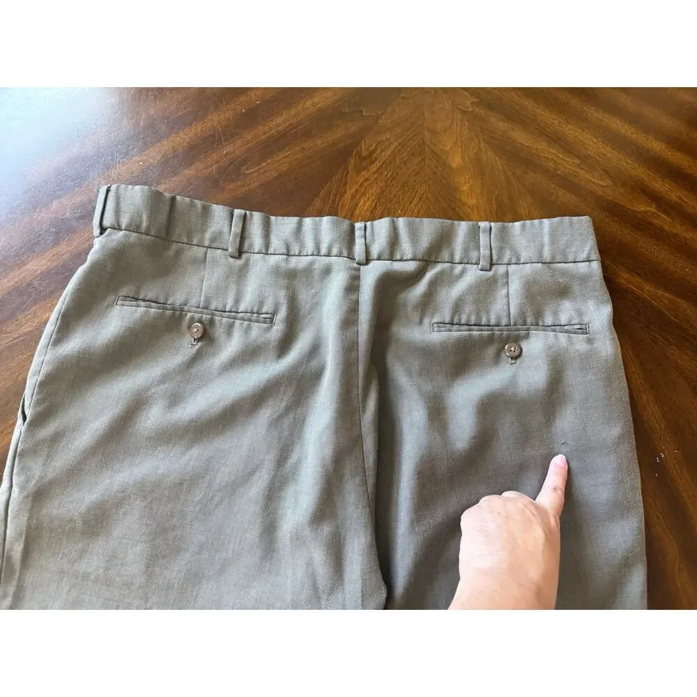 Stafford Mens Travel Classic Fit Dress Pants 38X30 Brown Sharkskin Business Work